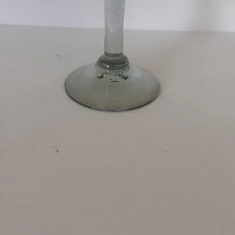 Vintage Mexican Green & Clear Handblown Wine Glass Goblet 8